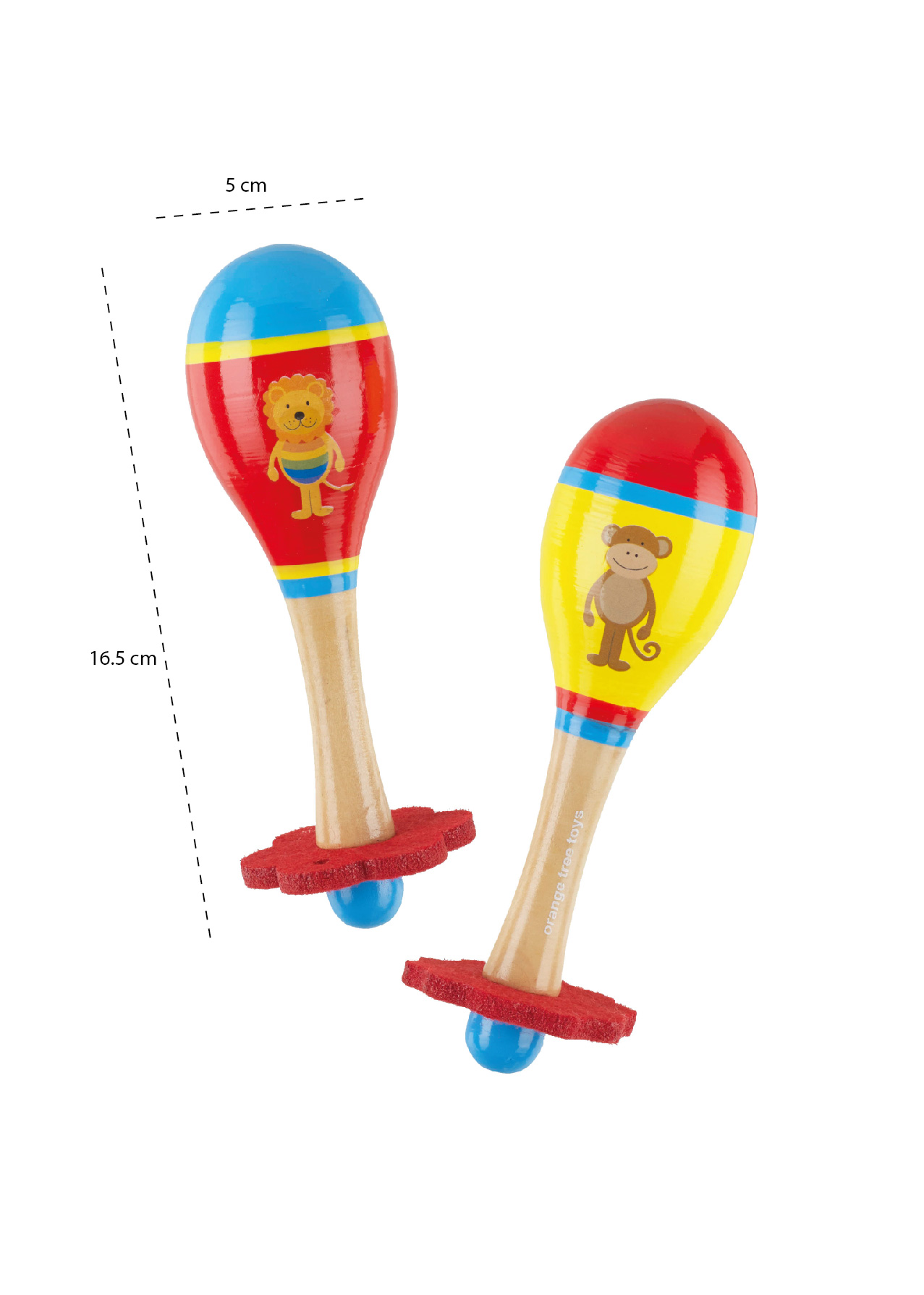 MARACA SET – LION & MONKEY- MEASUREMENTS