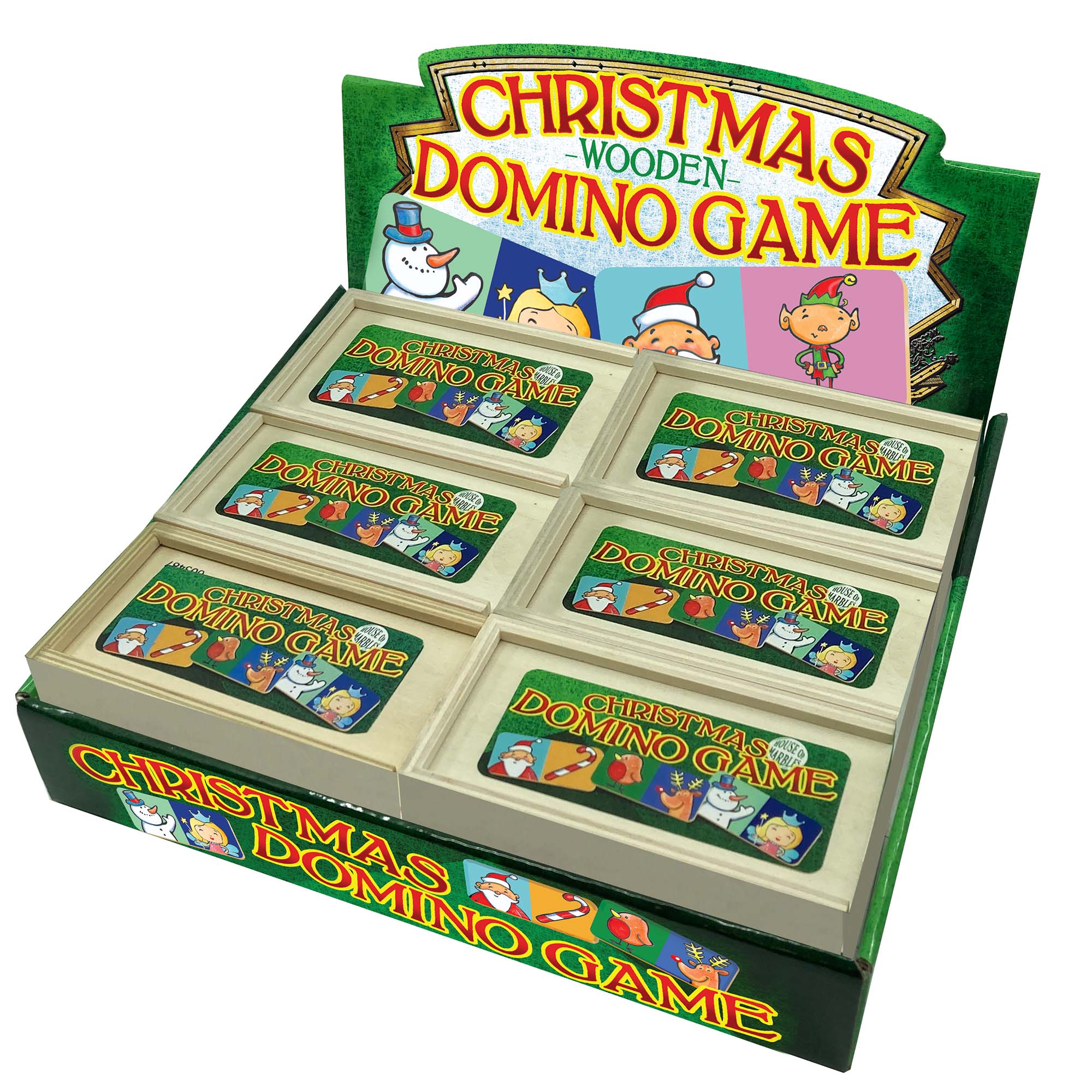 212889 Wooden Christmas Dominoes Counter Display