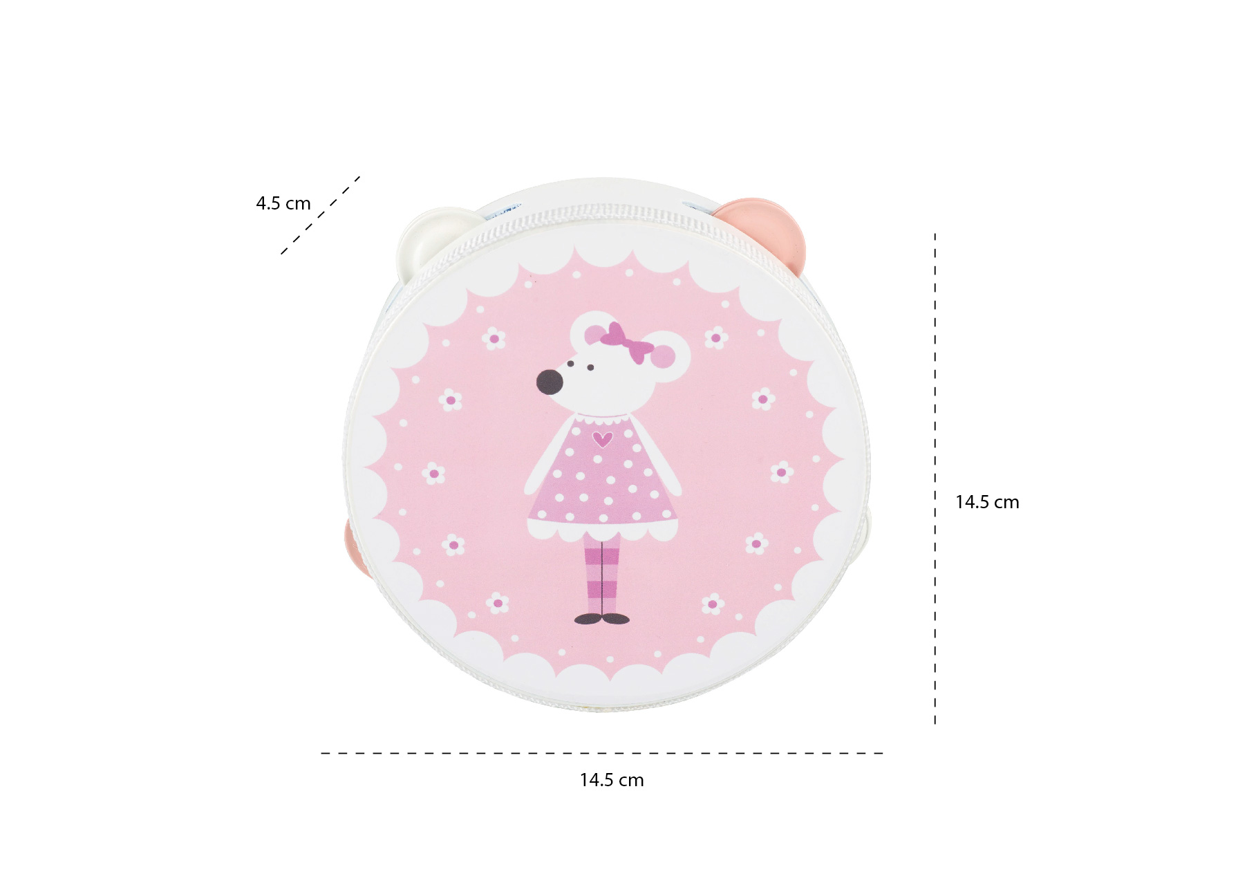 TAMBOURINE – PINK MOUSE- MEASUREMENTS